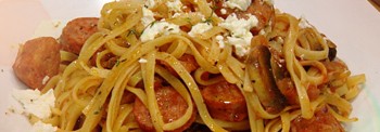 SPAGHETTI WITH “XORIATIKA” SAUSAGES TZOUMAGIAS